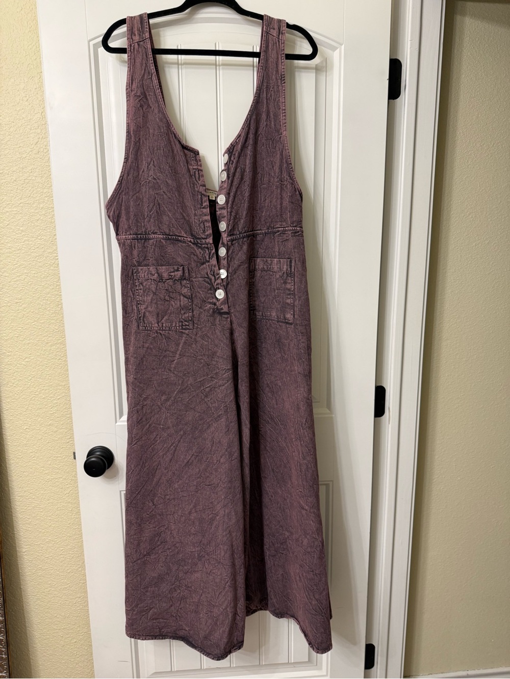 EARTHBOUND Mauve or Plum Washed Button-Front Midi Wide leg pants